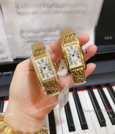 Replica Cartier Tank AmEricaine Yellow Gold Quartz Watch